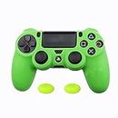 ZOMTOP Silicone PS4 Controller Case: A Second Skin for Your Gamepad - Soft, Anti-Slip, Shockproof - Original Color with Grips and Caps(Green)