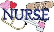 Blue Nurse with Hearts, Medical Stethoscope, Bandaid and Medicine Iron On Patch