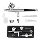 SAGUD Airbrush Kit Dual-Action Air Brush Set with 0.3 mm and 1/3 oz. for Hobby, Models, Art, Tattoo, Nail Art, Cake