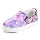 K KomForme Toddler Sneakers for Girls Boys Slip On Canvas Walking Shoes Purple Glitter