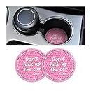 2 Pack Bling Car Coasters for Cup Holder, Crystal Rhinestone 2.75 in Cup Holder Coaster, Silicone Anti-Slip Insert Cup Mats for Women, Interior Accessories Universal for Most Cars (Pink)
