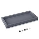Small Silicone Bathroom Vanity Tray Rectangle Soap and Sponge Holder Kitchen Sink Organizer for Scrubber, Lotion Bottles, Perfume, Jewelry, Candle, Key Trinket Ring, Grey