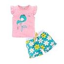 Mud Kingdom Boutique Mermaid Shorts Set for Toddler Girls Pink Summer 4T