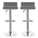 Hadwin Pair of Grey Bar Stools,Breakfast Bar Stool with Chrome Footrest and Base Swivel Gas Lift Elegant Leather Simple Bar Stool for Kitchen/Breakfast Bar/Counter/Home Furniture