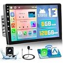 6+128GB Android 13 Double Din Car Stereo with Wireless Apple Carplay Android Auto, 8 Core 9 Inch IPS Touchscreen Radio Bluetooth 5.0, GPS, WiFi, 32EQ DSP, 59 UI Themes, Mic, AHD Backup Cam