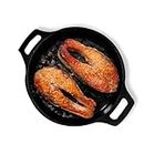 The Indus Valley Preseasoned Cast Iron Fish Fry Pan With Double Handle| Medium 22.4Cm/ 8.8Inch, 1.5Kg | Induction Friendly | Nonstick Fish Fry Pan, 100% Pure & Toxin Free, No Chemical Coating, Black