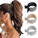 FRDTLUTHW 1.77Inch Small Hair Claw Clips for High Ponytail, Rhinestone Shark Hair Clips for Women Thick Long Hair(Pack of 3)