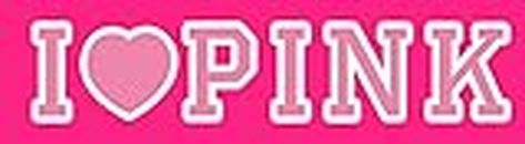 i Love Pink Victoria Secret Clothing I Heart Bumper Sticker car Decals and Graphics Vinyl Wall décor (3" W x 11" L, Pink Background)