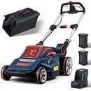 Worth 84V PowerMax Lithium Battery Push Lawn Mower with 2 Batteries and Charger, Self Propelled Heavy Duty Electric Cordless Lawnmower Clearance, Brushless Motor Reel Mower Automatic