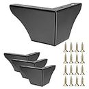 JuxYes Pack of 4 Furniture Legs with Screw,3 Inch Black Sofa Cabinet Legs, Non-Slip Replacement Legs with Rubber Protector for Table, Cupboard,Couch Chair,Bookcase,Cabinet Dresser,Bed