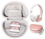 Rose Gold Headphone Case for Beats Solo3 Wireless on Ear Headphones, Also for Solo2 Wired and Solo HD Wired, Picun Wireless Headphones, Picun P26, Matching in Shape and Color, Detachable Wrist Strap,