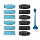 LULUKO12PCs Replacement Rollers Compatible with Amope Pedi Perfect Wet&Dry Footfile (6Extra 6Regular(Blue))