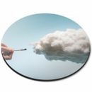Round Mouse Mat - Fluffy Cloud Sky Tech Future Office Gift #2747