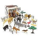 Terra by Battat – 60 Pcs Jungle World Animal Playset - Educational Toys for 3+ Year Old Kids - Realistic Plastic Animal Figurines and Accessories - Giraff, Lion, Tiger, Zebra, Gorilla & More