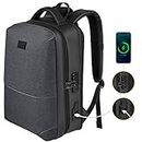 Anti Theft Hard Shell Laptop Backpack 15.6 Inch, Waterproof Expandable Business Backpack Lock for Men, Durable College Travel Daypack, Black