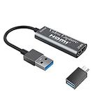 KDR 4K Video Capture Card HDMI USB 3.0 HD 1080p Video Capture Card für Spiele, Streaming, Lehrer, Videokonferenz, Live-Übertragung (Grau)