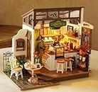 Rowood Casa de Muñecas en Miniatura Cafetería con Luz | DIY Miniature House Maquetas para Montar Manualidades de Madera | Regalos de para Adultos, Mujeres, Niñas