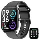 IOWODO Smartwatch,Smartwatch Herren Damen,1.85" Zoll Touch-Farbdisplay Smart Watch mit Bluetooth Anrufe Pulsschlag SpO2 Schrittzähler Schlafmonitor Geeignet Fitnessuhr für Android iOS（Schwarz）