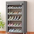 Ebee Metal 5 Shalves Shoe Cabinet (Grey), 58D x 28W x 91H Centimeters, 580 Mm Depth