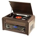 Fenton Nashville Retro Record CD Player Combo with Built-in Speakers, Bluetooth, DAB+ Digital Radio, AM/FM, Vinyl to MP3 Converter Encoder