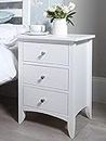 UNITEK FURNITURE Sheesham Wood Bed Side Table for Bedroom with 3 Drawer (White)