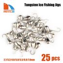 MUUNN 25pcs Unpainted Teardrop Tungsten Ice Fishing Jigs, Teardrop Ice Jigs