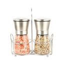  2pcs Adjustable Glass Ceramic Grinder Salt&Pepper Set with Holding Stand