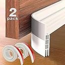 2 Pack Draft Excluder for Doors, Self Adhesive Door Draft Excluder Soundproof Weather Proof Draught Excluder for Doors 2" W x 39" L White