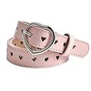 Copbopwn Girls belt Kids Belt Cute Heart PU Leather Belt Elastic Belt Adjustable Stretch Belt with Heart Buckle Skinny Belt for Boys Girls Ladies Belts for Jeans Dresses Jumpsuit Trousers (pink)