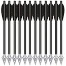 HUNTSPM 6.3" Pistol Crossbow Bolts, Aluminium Crossbow Arrows,Mini Crossbow Bolts with Broadhead Tips for 50-80lbs Pistol Crossbow Precision Target Practicing Shooting and Small Hunting (12pcs Black)