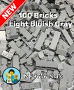**NEW** 100x LEGO Light Bluish Gray Bricks - Bulk Lot 1x1 1x2 1x3 1x4s mix