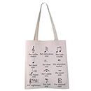 VAMSII Funny Music Note Tote Bag Music Teacher Canvas Bag Music Producer Gifts Music Lover Band Gift Musical Note Themed Gift(Musical symbol CA)