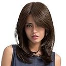 TopWigy Long Wave Wigs Medium Length Bob Straight Synthetic Hair Full Wigs for Women Lace Wigs Heat Resistant Fiber Glueless Hair 130% High Density for Daily Party 20“