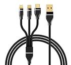 3-in-1 Cable for Micromax Canvas XP 4G USB Cable | High Speed Rapid Fast Turbo Android & Tablets Car Mobile Cable With Micro/Type-C/iPh USB Multi Charging Cable (3 Amp, GM3)