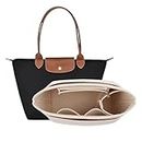 D.DUO Bag Insert Organizer, purse accessories,Suitable Longchamp long handle tote organizer (Beige, L（long handle）)