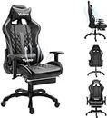 Dripex Gaming Chair with Footrest, Computer Desk Chair, PC Gaming Chair for Adults, Adjustable Armrest, Lumbar Support & Headrest, Reclining Backrest, Black