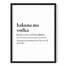 HAUS AND HUES Alcohol Poster Funny Wall Decor for Bar - Drink Wall Art for Bar Designs, Funny Home Decor Vodka Art, Alcohol Home Decor Bar Wall Art UNFRAMED 12" x 16" (Hakuna Ma Vodka)