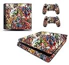 the grafix studio Superhero Sticker/Skin Compatible With PS4 slim/Sony Playstation 4 Slim Console & Remote controller stickers, pss17