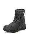 Eego Italy Rider-1, Water Resistant Biker boot/Motorcycle riding boot, real leather upper & anti slip sole with steel toe protection, padded in socks, 3M Reflectors,lace free and walkable with shin and ankle protection_RIDER-1-BLACK-9