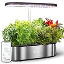 Smart Hydroponics Growing System, LetPot 12 Pods Indoor Garden, 24W Light, App&WiFi Control, Water Shortage Remind, 20" Adjustable Rod, 5.5L Tank, Herb Garden for Home Kitchen, Stainless Steel
