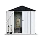 CCBEKIIM Storage Shed, 6'x4' Metal Outdoor Storage Shed with Floor for Backyard and Patio, Metal Shed for Tool, Bike and Garden Storage(White+Black)