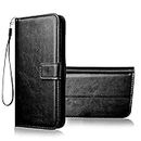 SLUGABED Vintage Leather Finish Flip Cover for Apple iPhone 6 Plus/6S Plus | Inside Pockets & Inbuilt Stand | Wallet Style Back Case | Magnet Closure (Black)