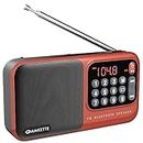 Amkette Pocket Mate FM Radio with Bluetooth Speaker - Type C Charging, Antenna, Multiple Playback 8 Hrs Playtime, and Number Pad (Headphone Jack, SD Card, USB Input) (Red)
