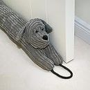 Marwood Under Door Draft Stopper Decorative Wind Stopper 32 inch for Door & Window, Weighted Animal Air Draft Stopper Snake Noise Blocker for Bottom of Door with Hanging Loops - Grey Dog