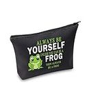 TSOTMO Frog survival kit Makeup Bag Gift Frog Lover Gifts Always Be Yourself Unless You Can Be A Frog Then Always Be A Frog Cosmetic Bag Motivational Gift, Be Frog BLK