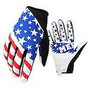 Unisex Bicycle Gloves - American Flag Gloves, Off-Road Motorcycles-Anti - Slip Mountain Bike Glove.Men's Outdoor Recreation Gloves.(White1, XL)