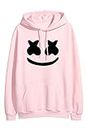 More & More Men & Women Fleece Neck Hooded Sweatshirt (Marshmello Hoodies_Baby Pink