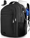 Large Laptop Backpack, 42L Travel Laptop Bag, USB Backpack Fits 17.3 Inch Laptop, TSA Approved Backpack, Anti Theft Business backpack for Men Women, Waterproof Laptop Rucksack for College Work, Black