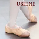 USHINE Upgrade Flat Leather Head White Soft Zapatos De Punta De Ballet Slippers Ballet Belly Gym