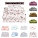 4-Piece Bed Sheet Set 100% Cotton Flat Fitted Sheets queen sheet set deep pocket